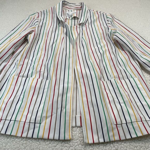 Vintage Union Made Rainbow Striped Blazer Womens Size 16 Jacket Open Front Pride - Picture 2 of 7